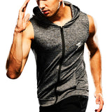 Mens Fashion Zip Up Fitness Running Hooded Vest - unitedstatesgoods