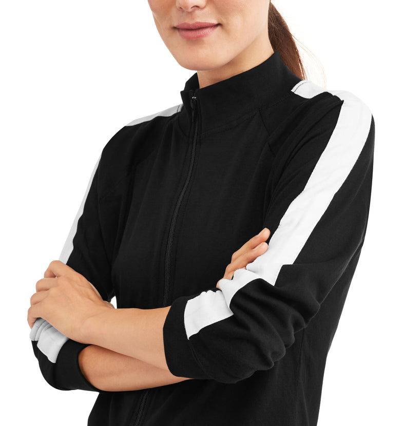 Women's Athleisure Essential Athletic Stripe Mockneck Jacket - unitedstatesgoods