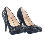 Cassie70 by Delicacy, Sparkling High Heel Dress Pump w Round Toe, Glitter & Rhinestones - unitedstatesgoods