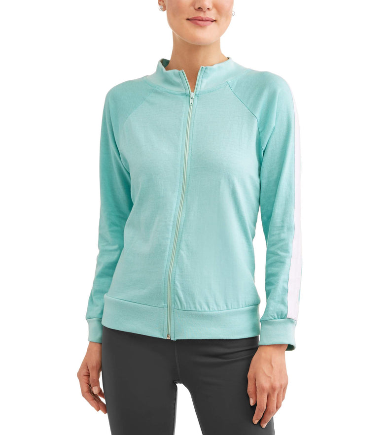 Women's Athleisure Essential Athletic Stripe Mockneck Jacket - unitedstatesgoods