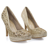 Cassie70 by Delicacy, Sparkling High Heel Dress Pump w Round Toe, Glitter & Rhinestones - unitedstatesgoods