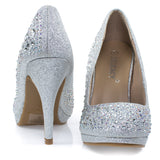 Cassie70 by Delicacy, Sparkling High Heel Dress Pump w Round Toe, Glitter & Rhinestones - unitedstatesgoods