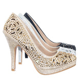 Cassie70 by Delicacy, Sparkling High Heel Dress Pump w Round Toe, Glitter & Rhinestones - unitedstatesgoods