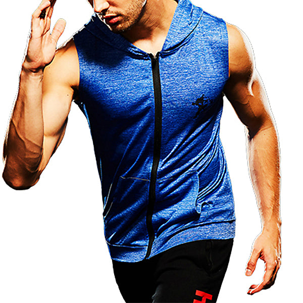 Mens Fashion Zip Up Fitness Running Hooded Vest - unitedstatesgoods