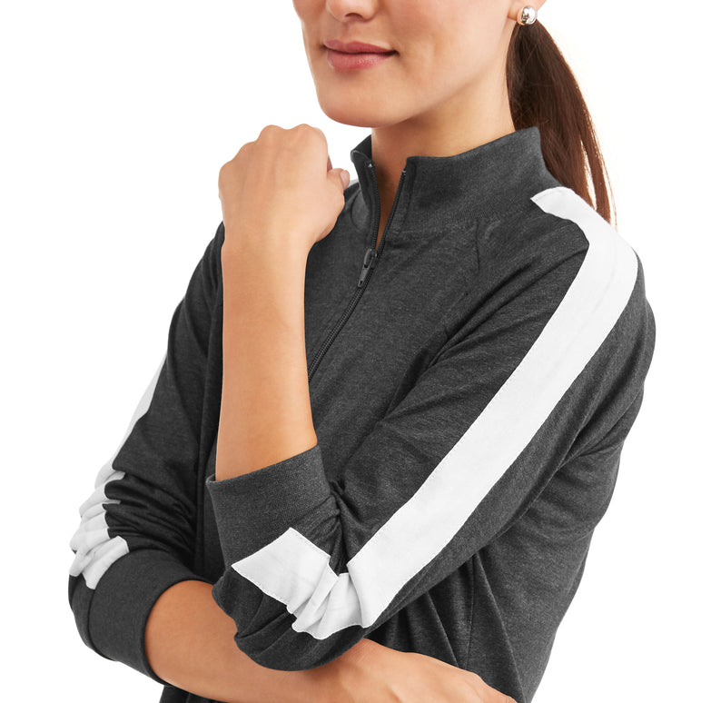 Women's Athleisure Essential Athletic Stripe Mockneck Jacket - unitedstatesgoods