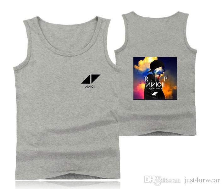 Mens Casual Tank Tops Summer Sleeveless T-shirt Vest Men Underwear Crew Neck Athletic Vest Sweden DJ Avicii Print Vests Tees Male Tops - unitedstatesgoods