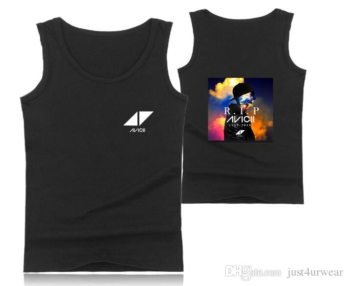 Mens Casual Tank Tops Summer Sleeveless T-shirt Vest Men Underwear Crew Neck Athletic Vest Sweden DJ Avicii Print Vests Tees Male Tops - unitedstatesgoods