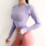 Pink Seamless Long Sleeve Crop Top - unitedstatesgoods