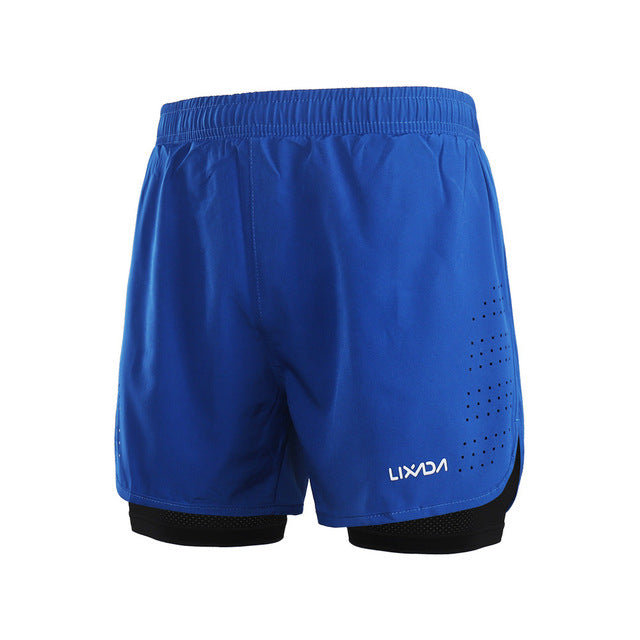 LIXADA Men 2-in-1 Running Shorts Quick Drying Breathable Gym Sports Shorts Training Exercise Jogging Cycling Shorts Longer Liner - unitedstatesgoods