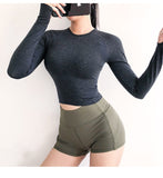 Women Seamless Long Sleeve Crop Top - unitedstatesgoods