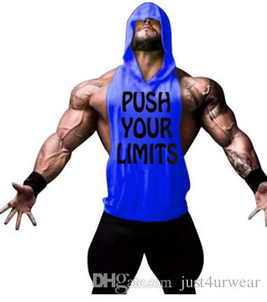 PUSH YOUR LIMITS Men Vests Summer GYM Tank Tops Hooded Tanks Athletic Top - unitedstatesgoods