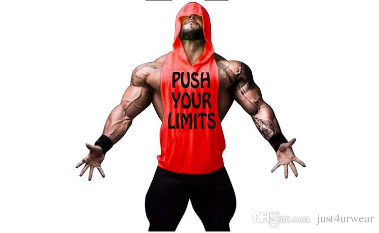 PUSH YOUR LIMITS Men Vests Summer GYM Tank Tops Hooded Tanks Athletic Top - unitedstatesgoods