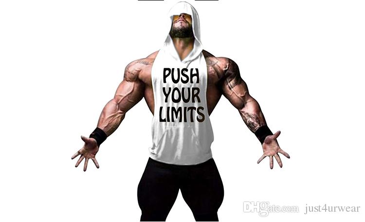 PUSH YOUR LIMITS Men Vests Summer GYM Tank Tops Hooded Tanks Athletic Top - unitedstatesgoods