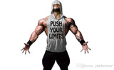 PUSH YOUR LIMITS Men Vests Summer GYM Tank Tops Hooded Tanks Athletic Top - unitedstatesgoods