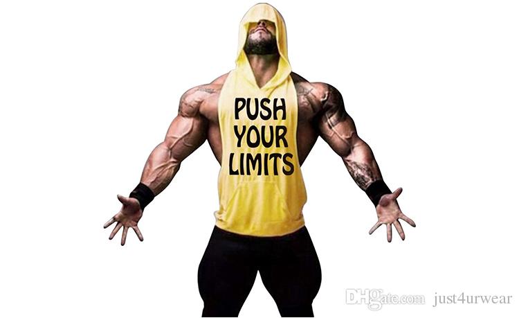 PUSH YOUR LIMITS Men Vests Summer GYM Tank Tops Hooded Tanks Athletic Top - unitedstatesgoods