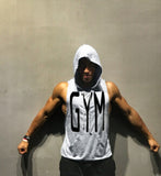 GYM Letters Print Tank Tops Men Athletic Fitness Casual Vest Sleeveless Hooded Loose tEE Summer Clothing Tops - unitedstatesgoods