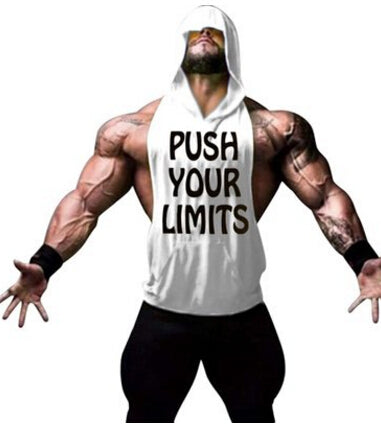 PUSH YOUR LIMITS Men Vests Summer GYM Tank Tops Hooded Tanks Athletic Top - unitedstatesgoods