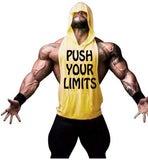 PUSH YOUR LIMITS Men Vests Summer GYM Tank Tops Hooded Tanks Athletic Top - unitedstatesgoods