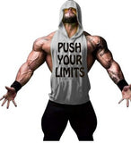 PUSH YOUR LIMITS Men Vests Summer GYM Tank Tops Hooded Tanks Athletic Top - unitedstatesgoods