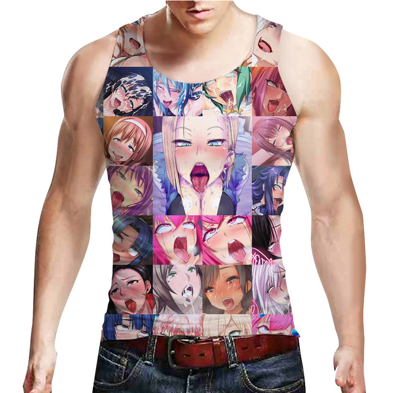 Alisister Ahegao 3D Tank Top Men Colorfully Cartoon Vest Tops Casual Sleeveless Undershirts Bodybuilding Summer Funny Tee Vest - unitedstatesgoods