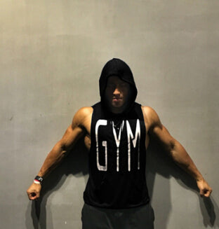 GYM Letters Print Tank Tops Men Athletic Fitness Casual Vest Sleeveless Hooded Loose tEE Summer Clothing Tops - unitedstatesgoods