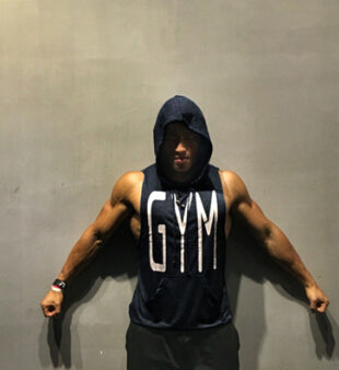 GYM Letters Print Tank Tops Men Athletic Fitness Casual Vest Sleeveless Hooded Loose tEE Summer Clothing Tops - unitedstatesgoods