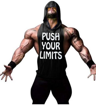 PUSH YOUR LIMITS Men Vests Summer GYM Tank Tops Hooded Tanks Athletic Top - unitedstatesgoods