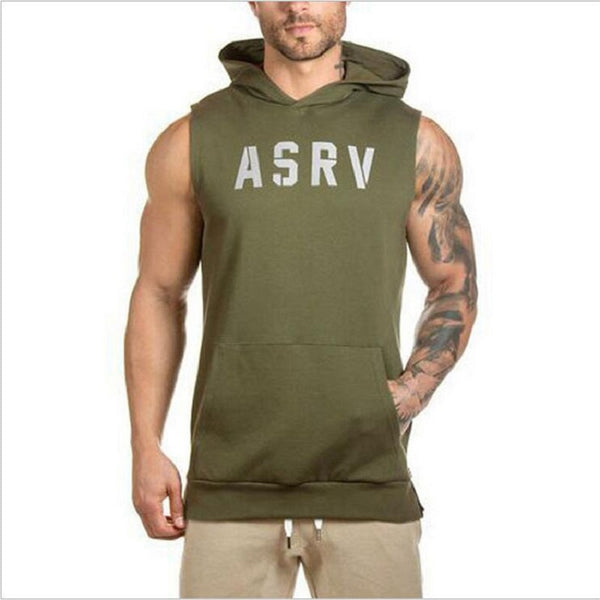 Mens ASRV Special Forces Muscle Hooded Vest Singlets Tank Tops Stringer Bodybuilding Fitness Clothes Sleeveless Shirts - unitedstatesgoods