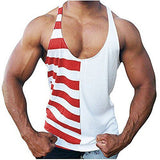 Fashion Flag Printed Men's Tank Vest Cotton Sport Short Top Muscle Man Sleeveless O-Neck Vest Tank For Gym Sport - unitedstatesgoods