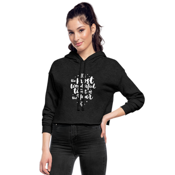 Women's Christmas Cropped Hoodie - deep heather