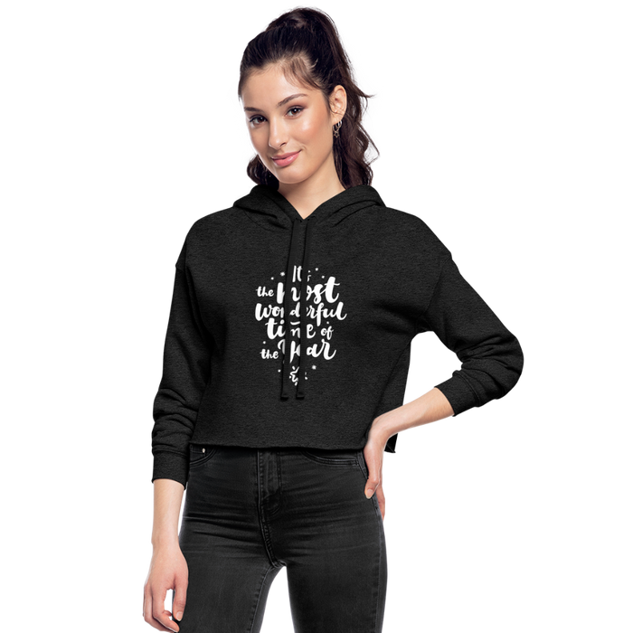 Women's Christmas Cropped Hoodie - deep heather